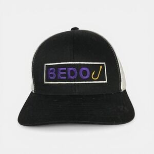 Yupoong The Classics BEDO Fishing Hook Trucker Hat Black White Snapback Cap